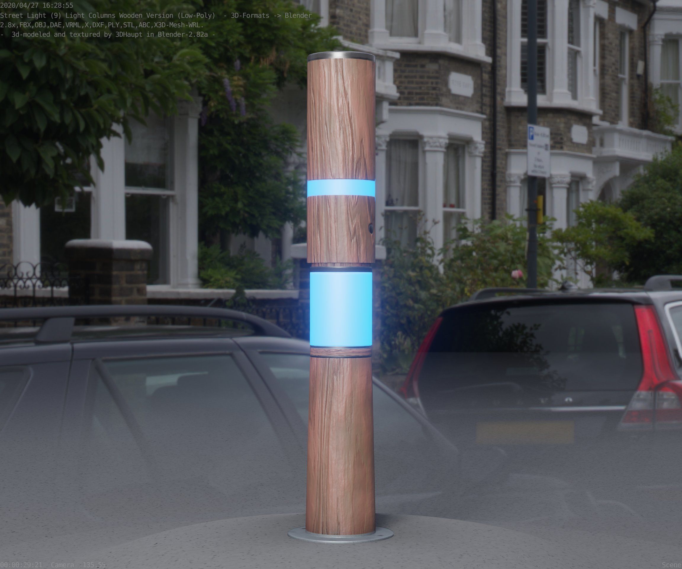 Wooden pillar of light 8 - Street-Light Set-9 Low-Poly Low-poly 3D model_33