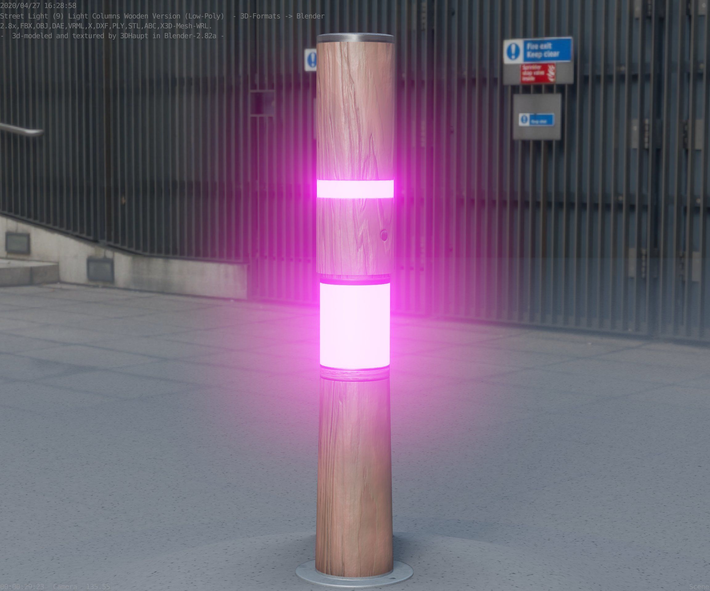 Wooden pillar of light 8 - Street-Light Set-9 Low-Poly Low-poly 3D model_35
