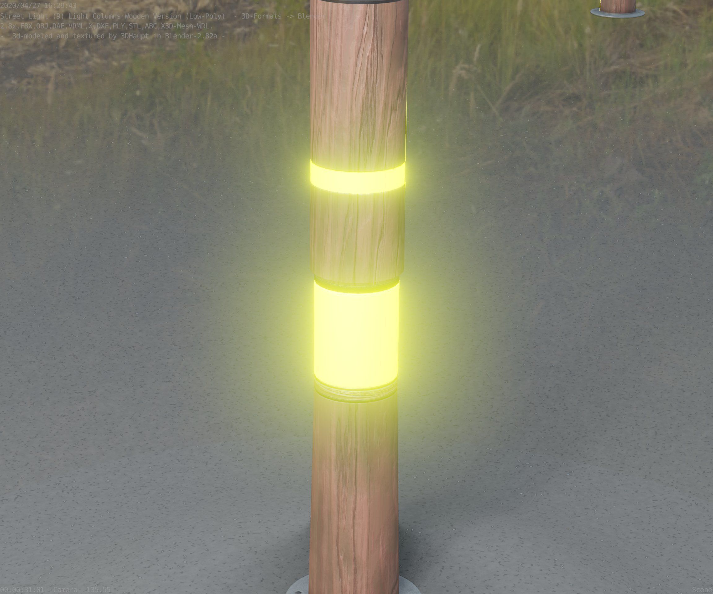 Wooden pillar of light 8 - Street-Light Set-9 Low-Poly Low-poly 3D model_61