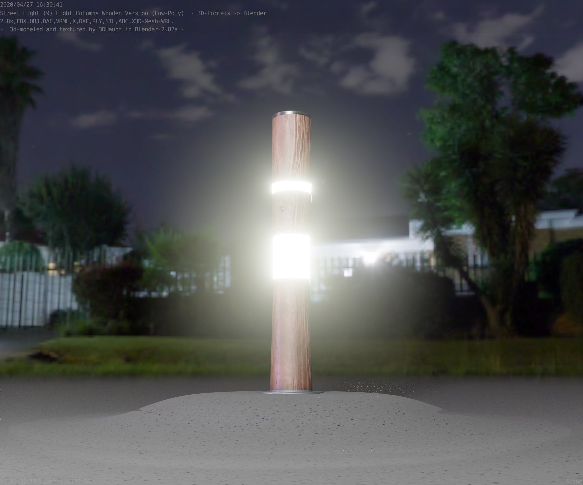 Wooden pillar of light 8 - Street-Light Set-9 Low-Poly Low-poly 3D model_86