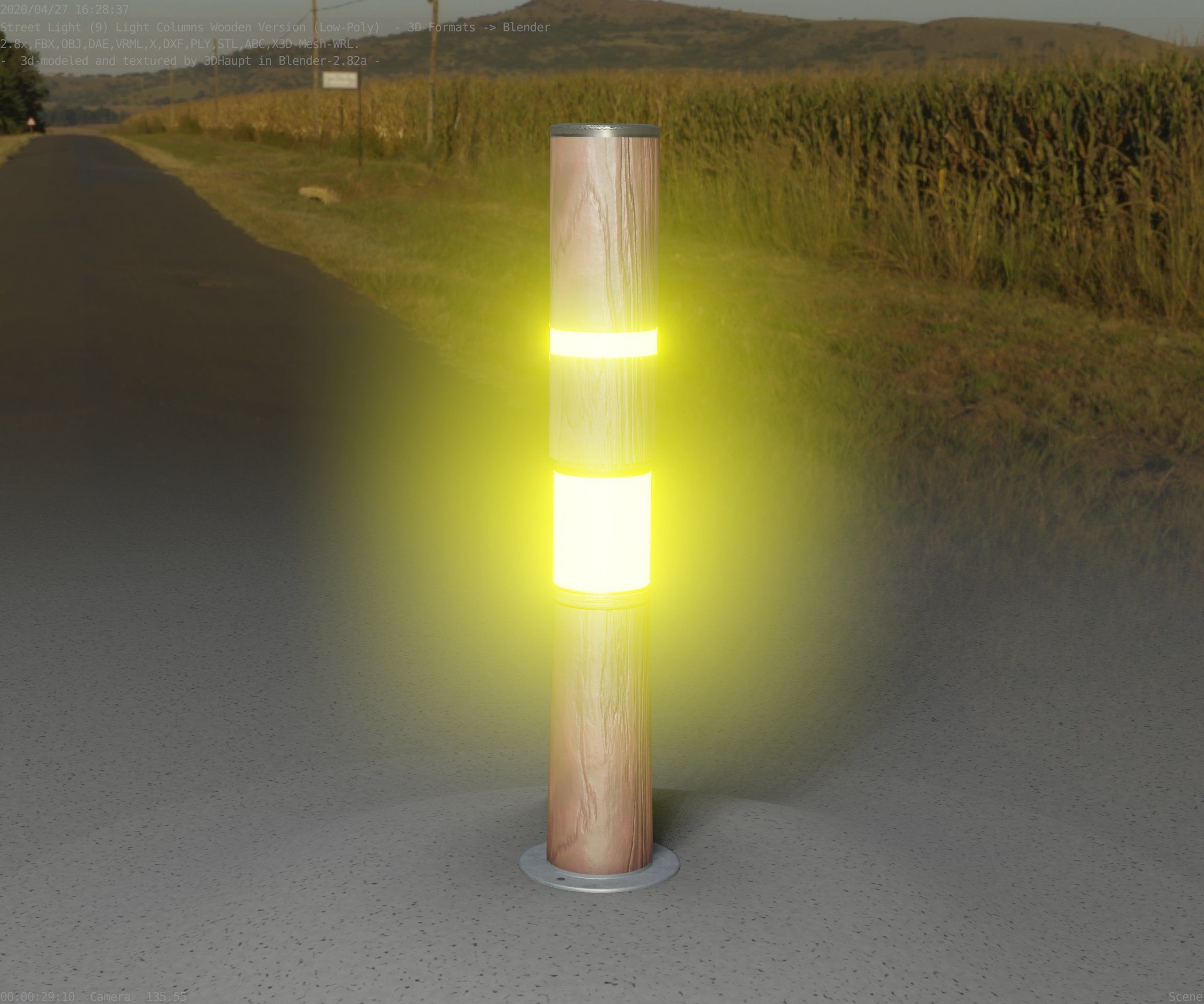 Wooden pillar of light 8 - Street-Light Set-9 Low-Poly Low-poly 3D model_22