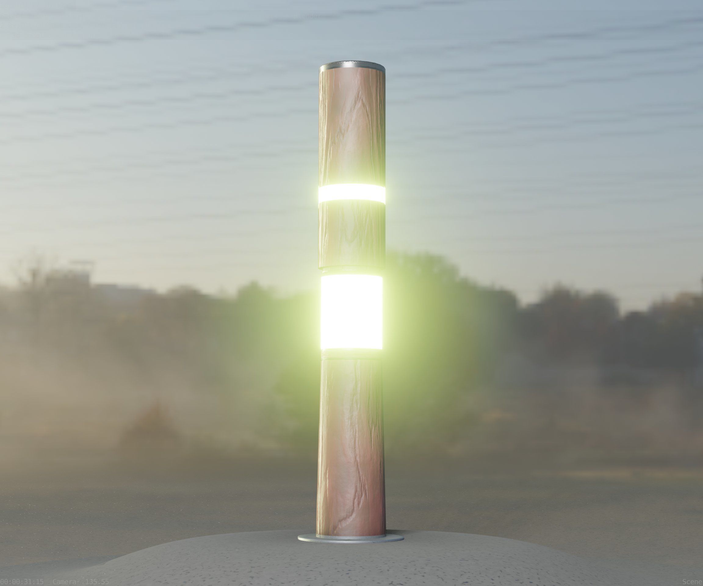 Wooden pillar of light 8 - Street-Light Set-9 Low-Poly Low-poly 3D model_75