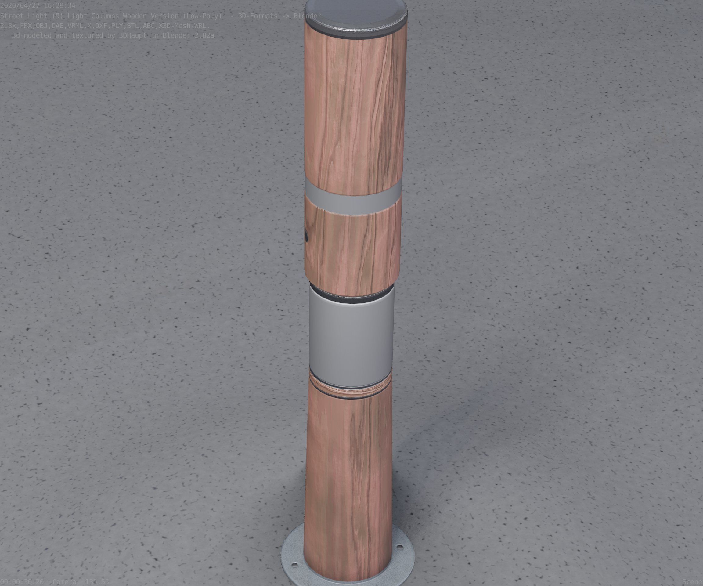Wooden pillar of light 8 - Street-Light Set-9 Low-Poly Low-poly 3D model_56