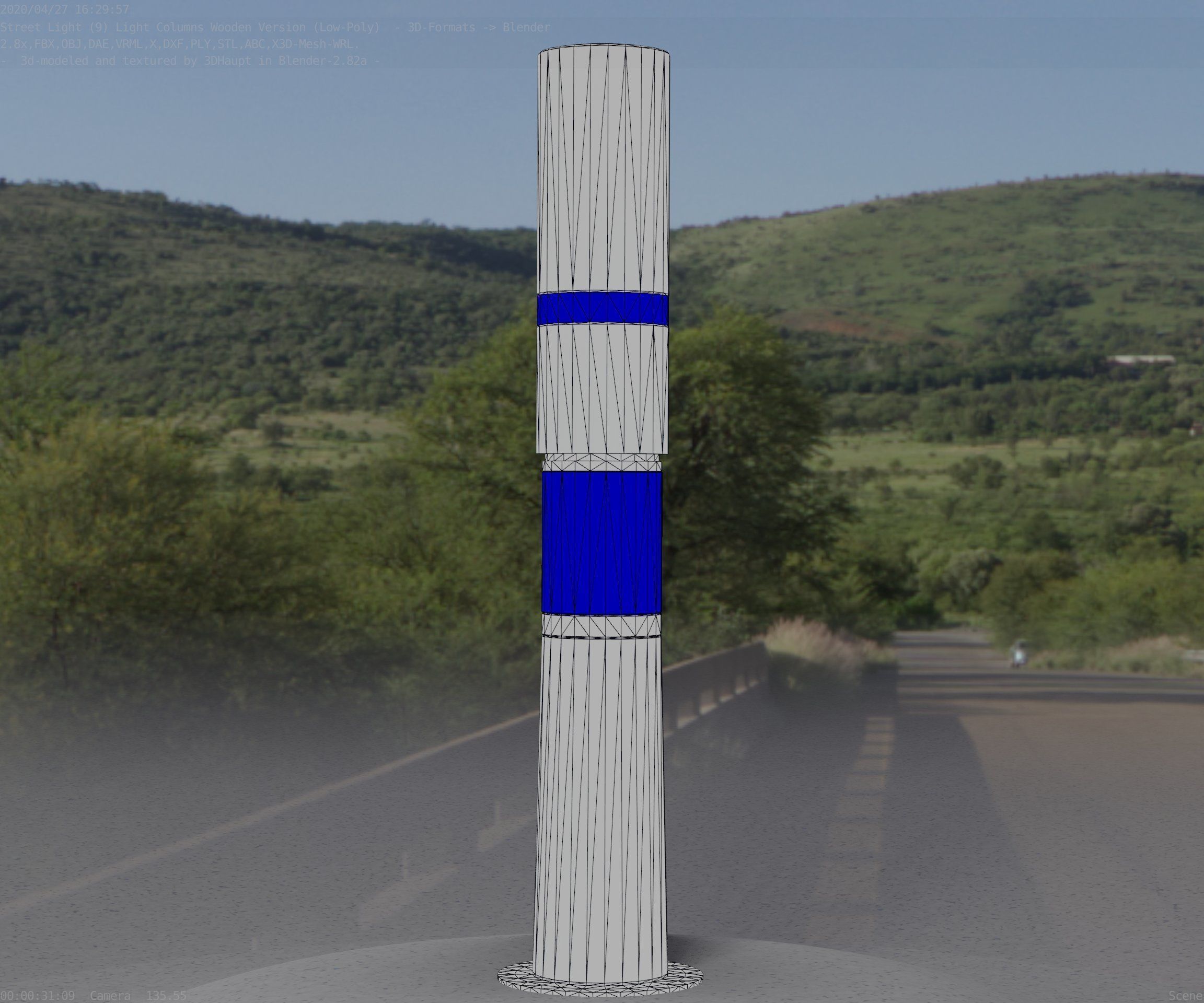 Wooden pillar of light 8 - Street-Light Set-9 Low-Poly Low-poly 3D model_69