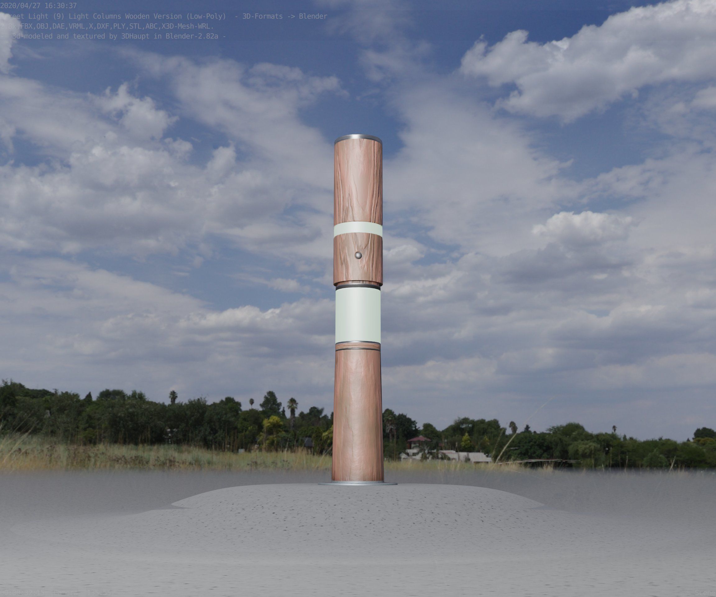Wooden pillar of light 8 - Street-Light Set-9 Low-Poly Low-poly 3D model_83