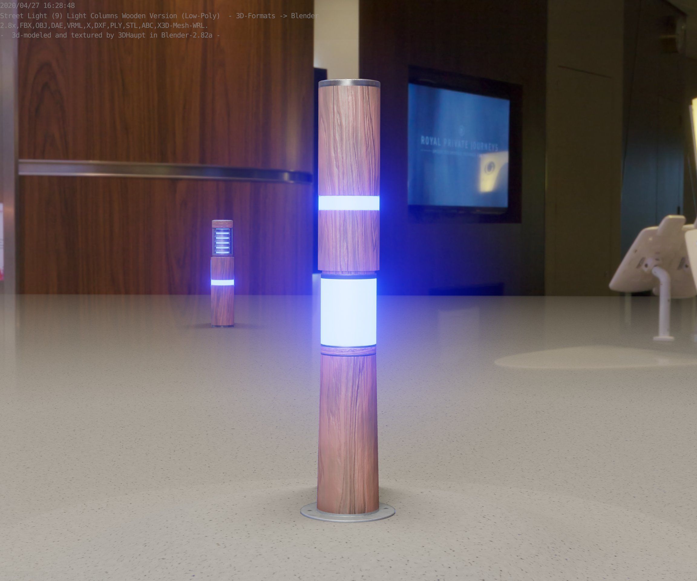 Wooden pillar of light 8 - Street-Light Set-9 Low-Poly Low-poly 3D model_28