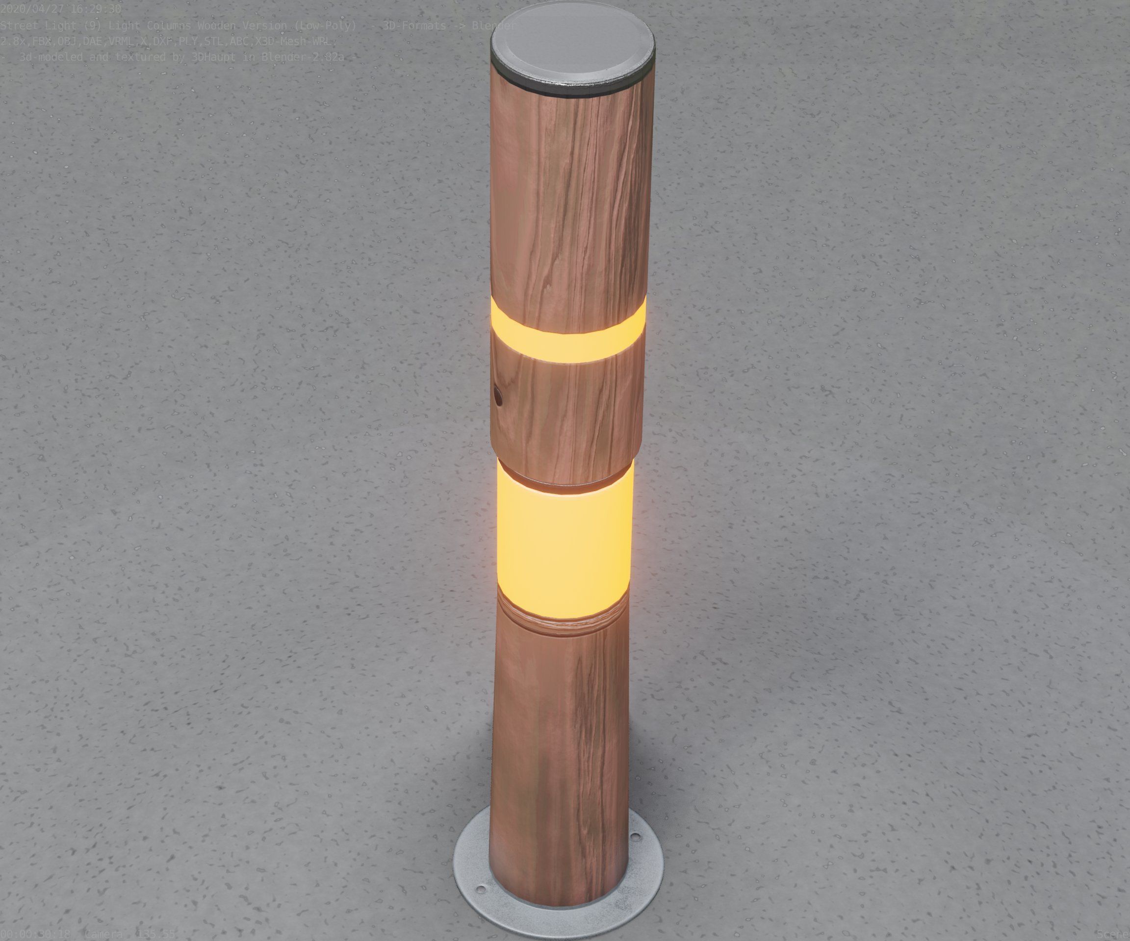Wooden pillar of light 8 - Street-Light Set-9 Low-Poly Low-poly 3D model_54
