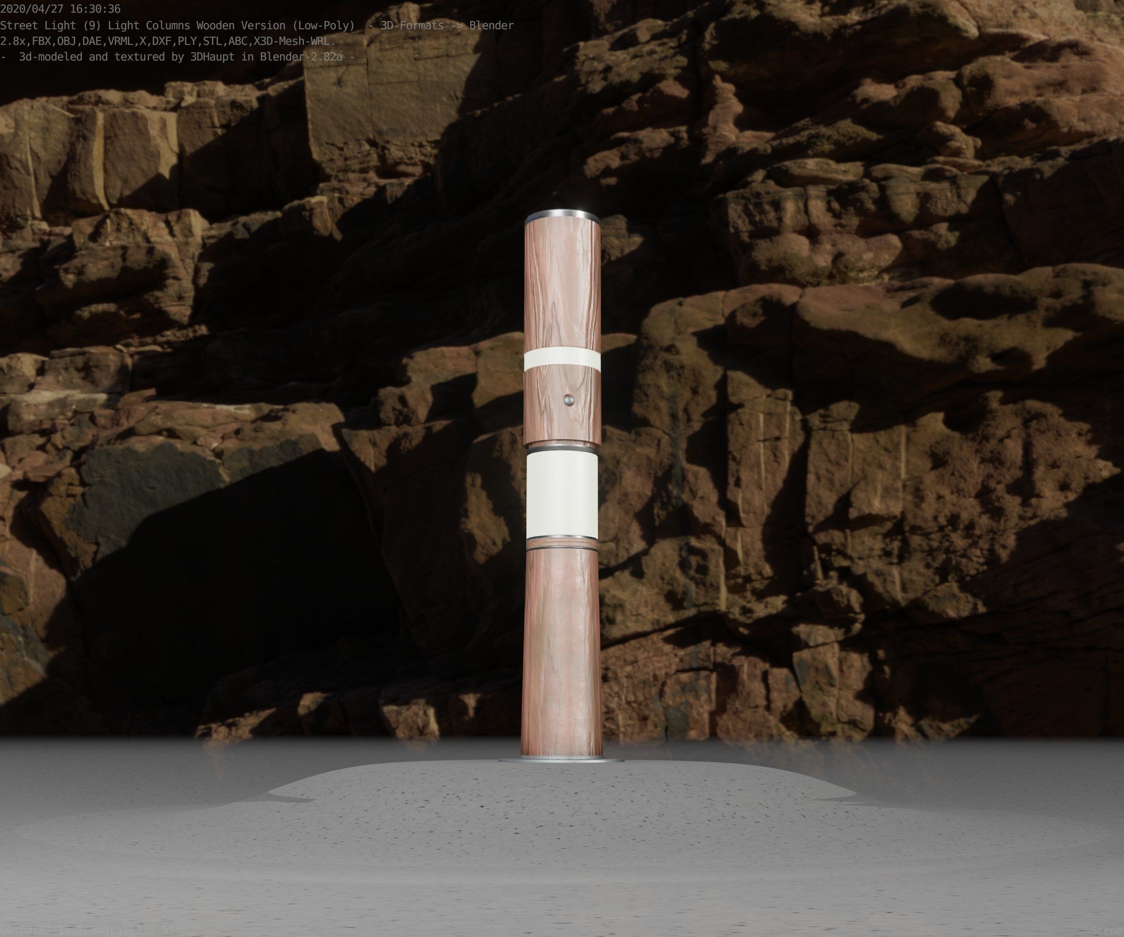 Wooden pillar of light 8 - Street-Light Set-9 Low-Poly Low-poly 3D model_82