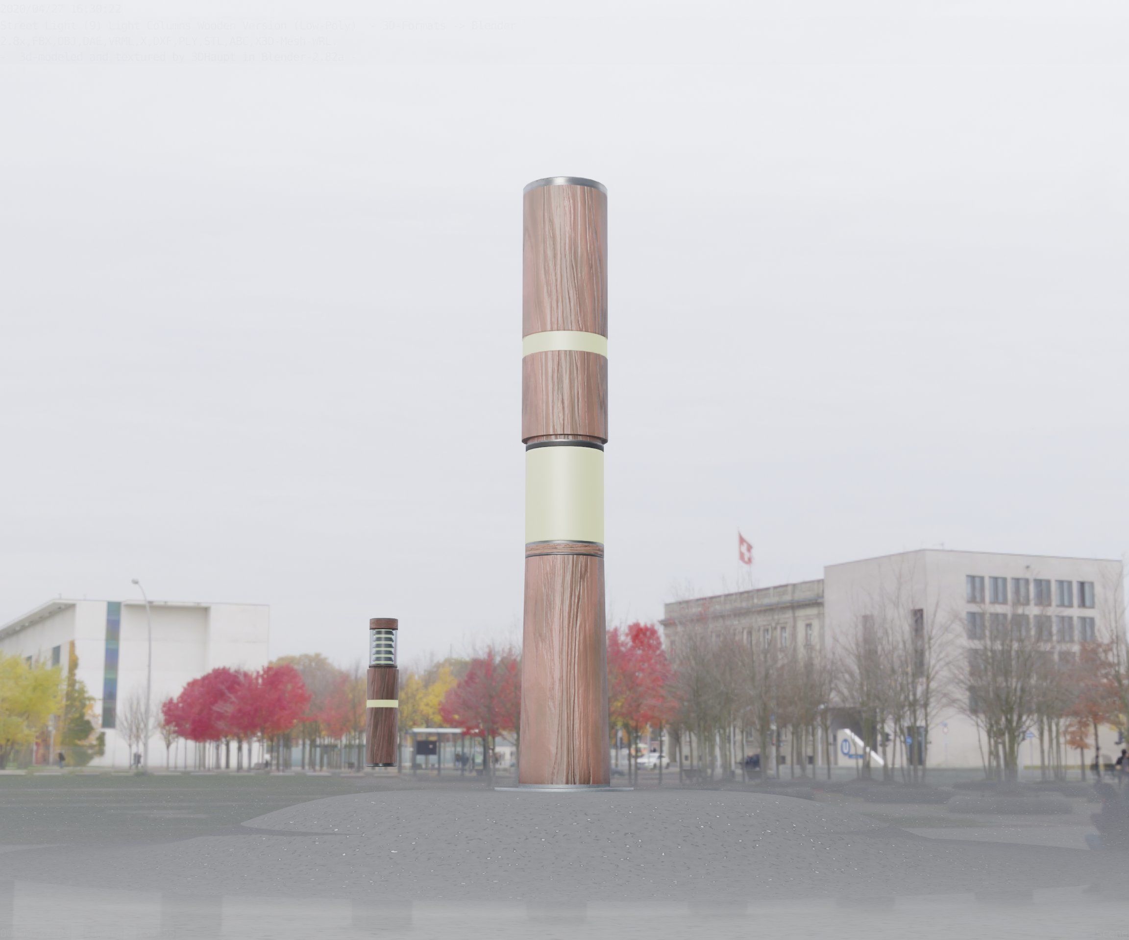 Wooden pillar of light 8 - Street-Light Set-9 Low-Poly Low-poly 3D model_9