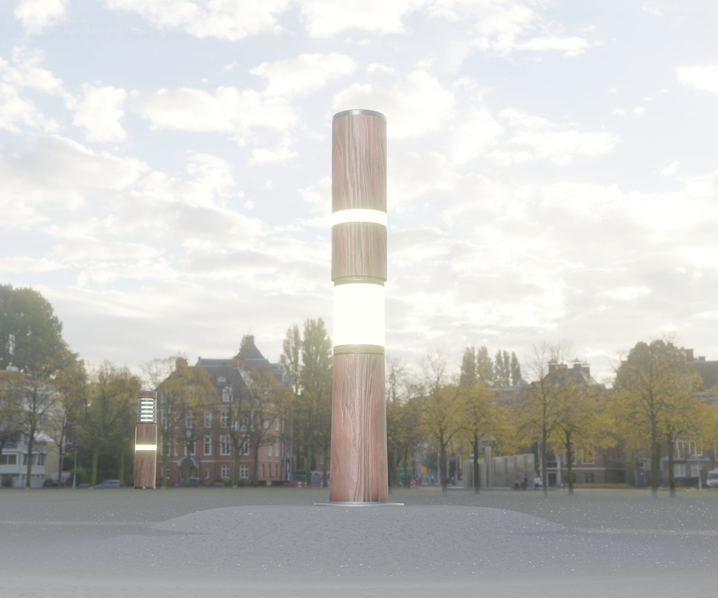 Wooden pillar of light 8 - Street-Light Set-9 Low-Poly Low-poly 3D model_8