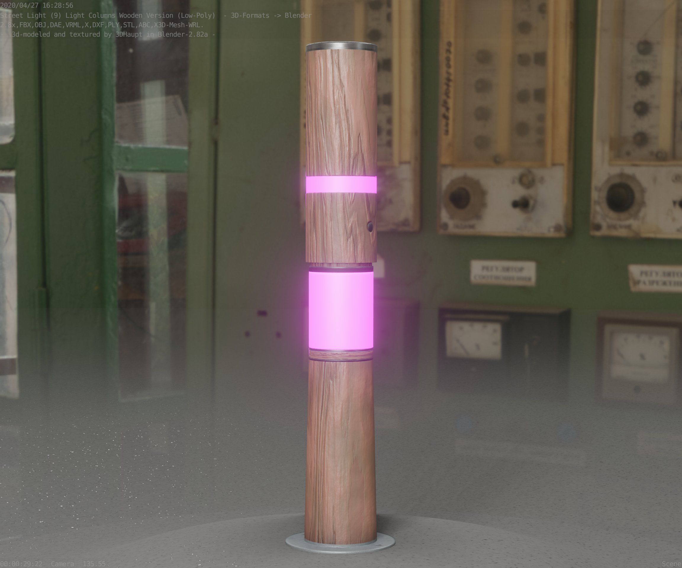 Wooden pillar of light 8 - Street-Light Set-9 Low-Poly Low-poly 3D model_34
