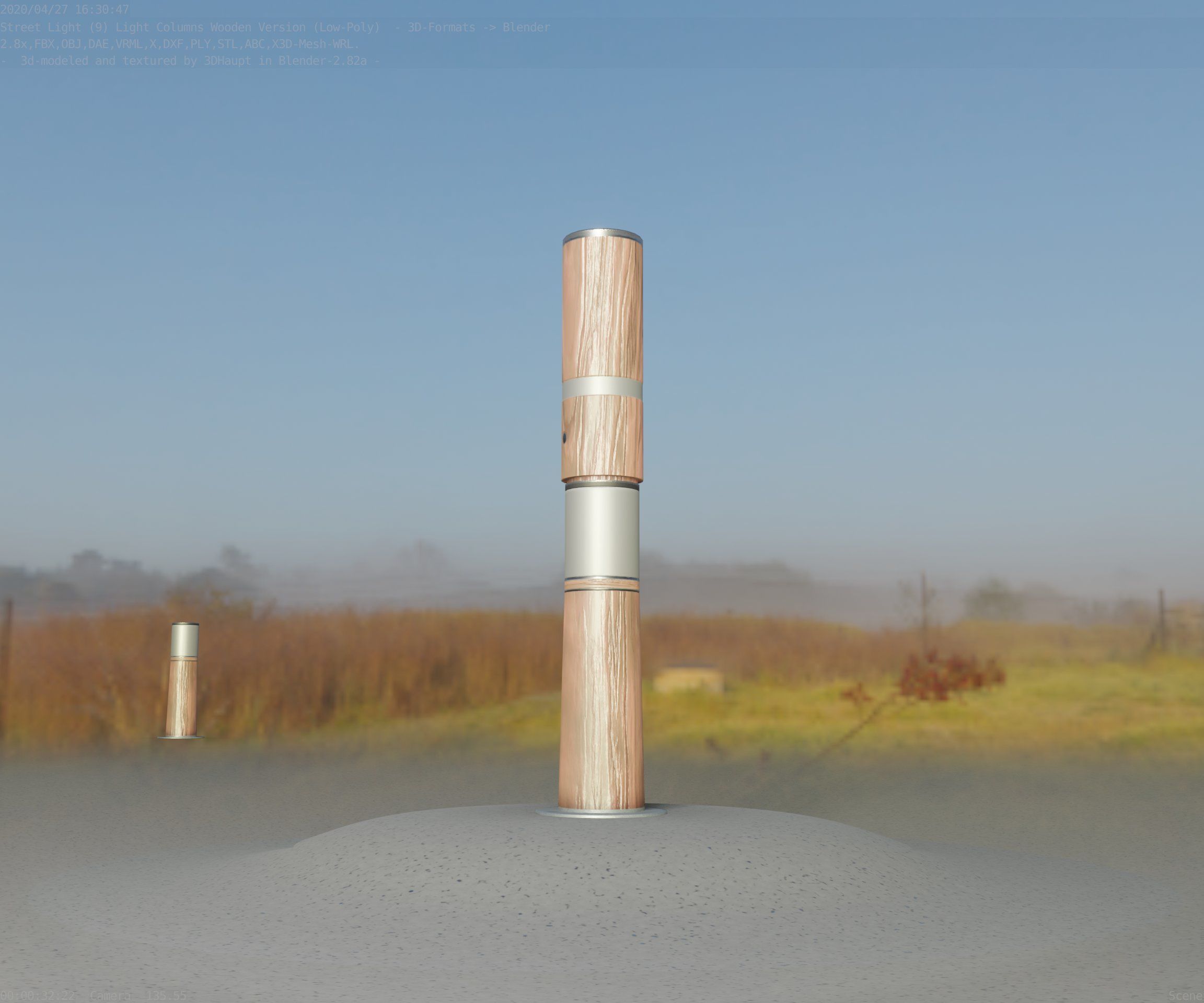 Wooden pillar of light 8 - Street-Light Set-9 Low-Poly Low-poly 3D model_90