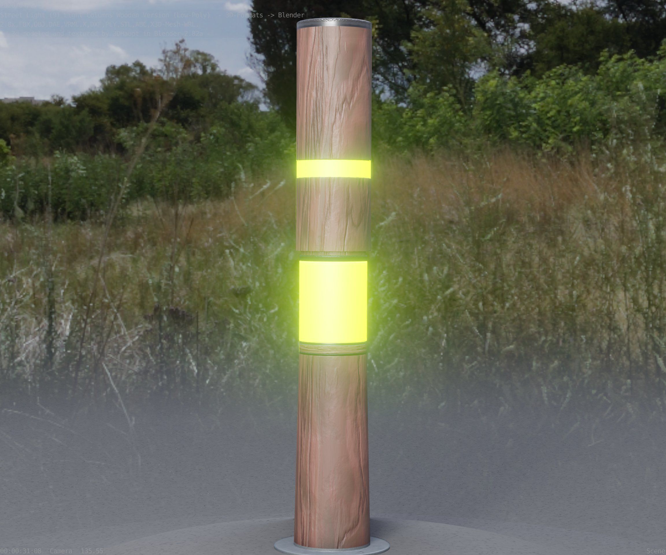 Wooden pillar of light 8 - Street-Light Set-9 Low-Poly Low-poly 3D model_68