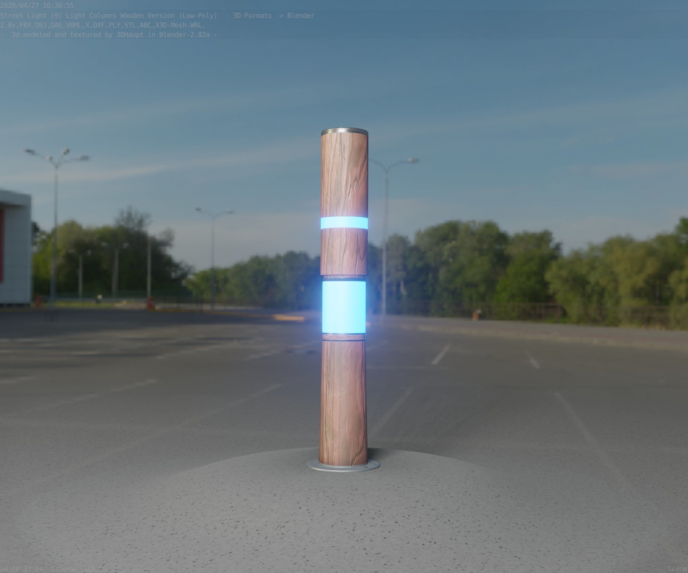 Wooden pillar of light 8 - Street-Light Set-9 Low-Poly Low-poly 3D model_96
