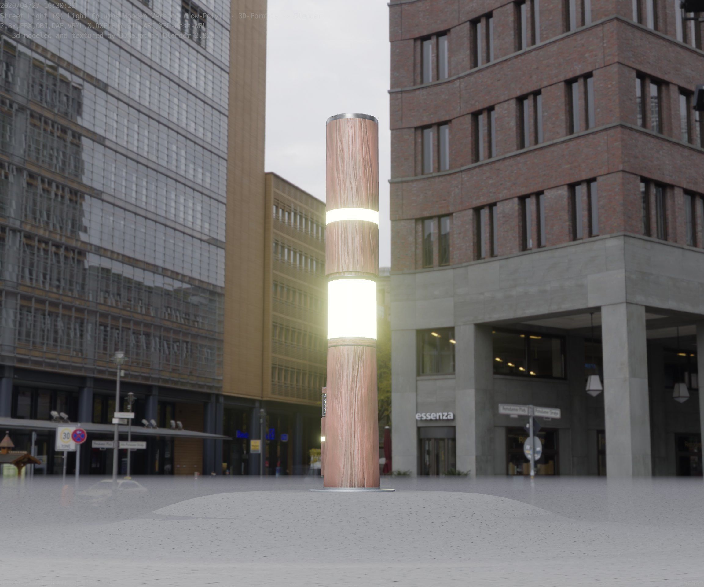 Wooden pillar of light 8 - Street-Light Set-9 Low-Poly Low-poly 3D model_10