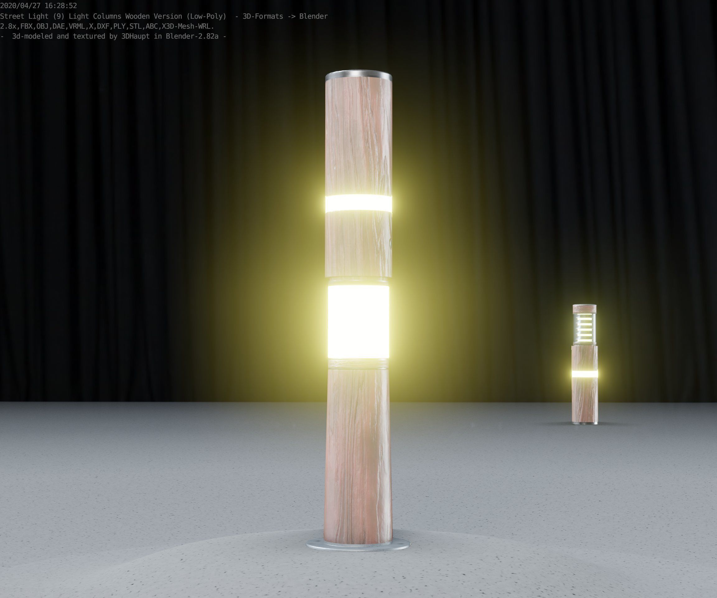 Wooden pillar of light 8 - Street-Light Set-9 Low-Poly Low-poly 3D model_31
