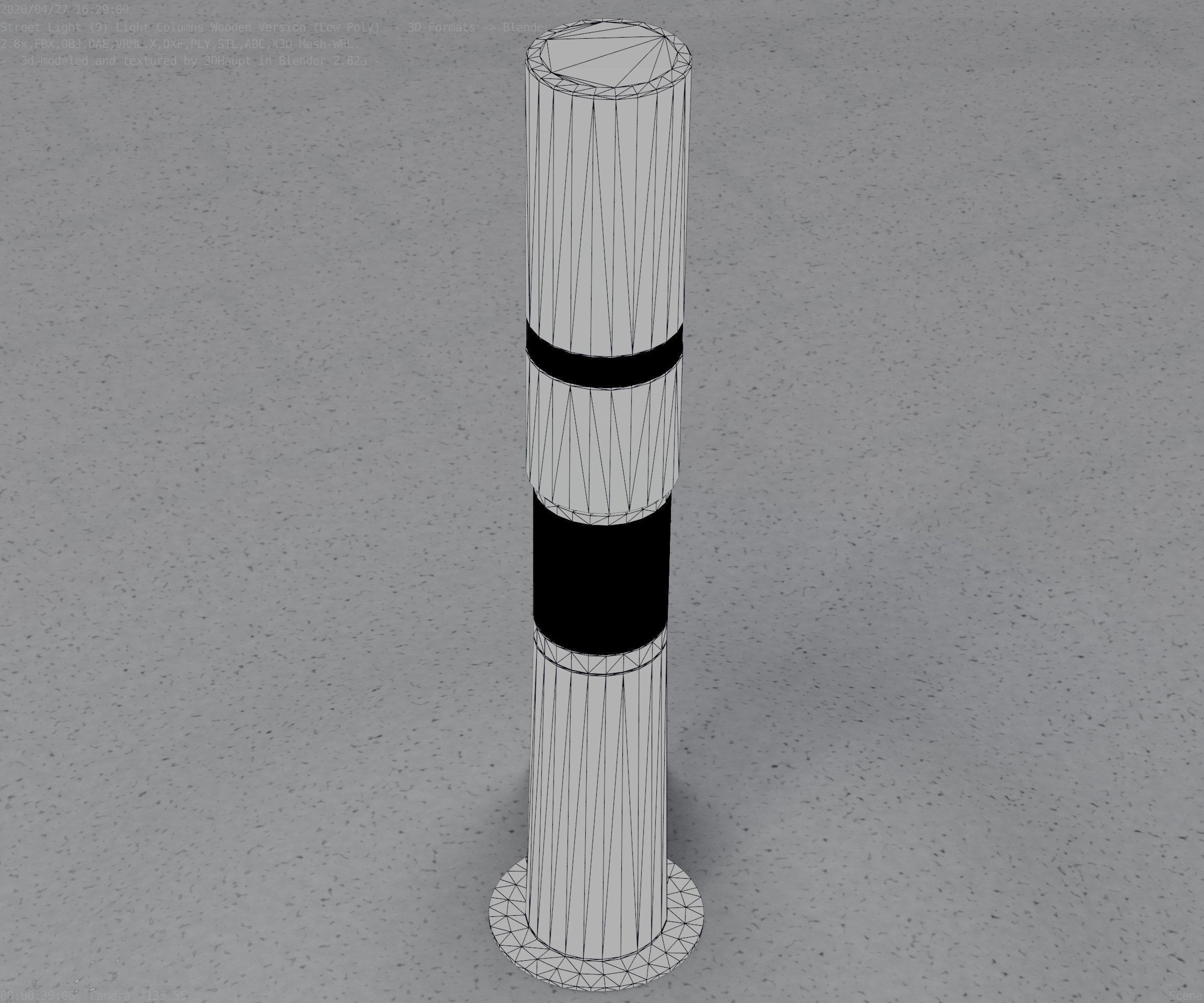 Wooden pillar of light 8 - Street-Light Set-9 Low-Poly Low-poly 3D model_42
