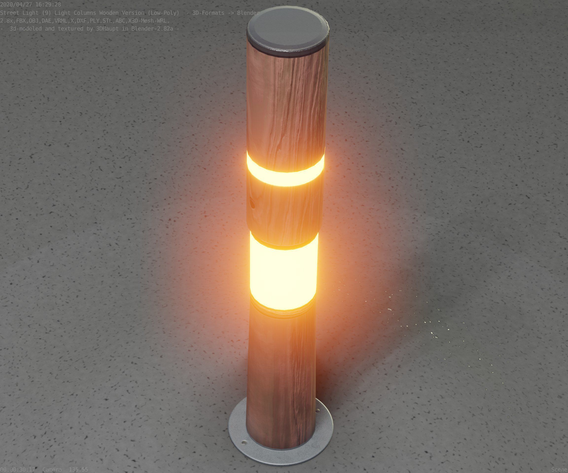 Wooden pillar of light 8 - Street-Light Set-9 Low-Poly Low-poly 3D model_53
