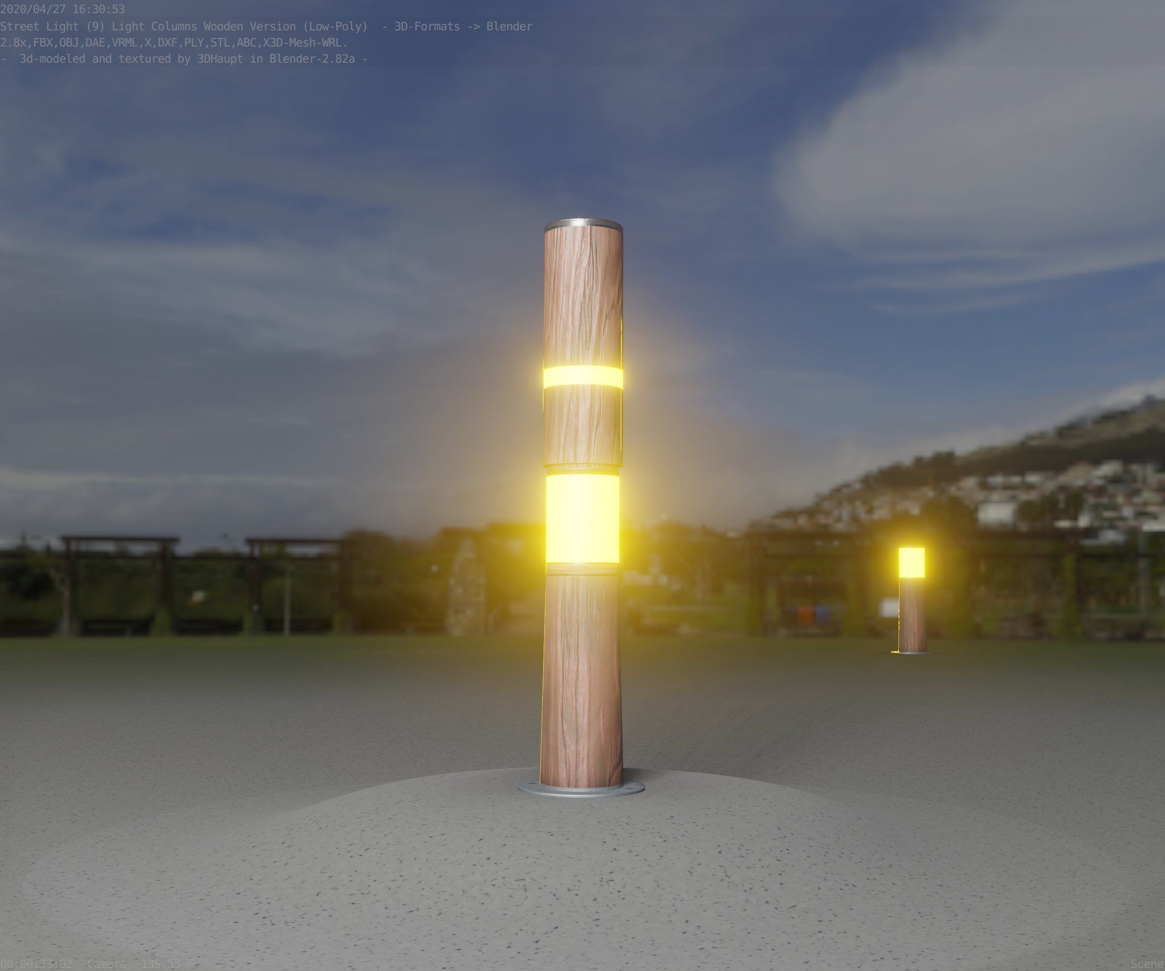 Wooden pillar of light 8 - Street-Light Set-9 Low-Poly Low-poly 3D model_94