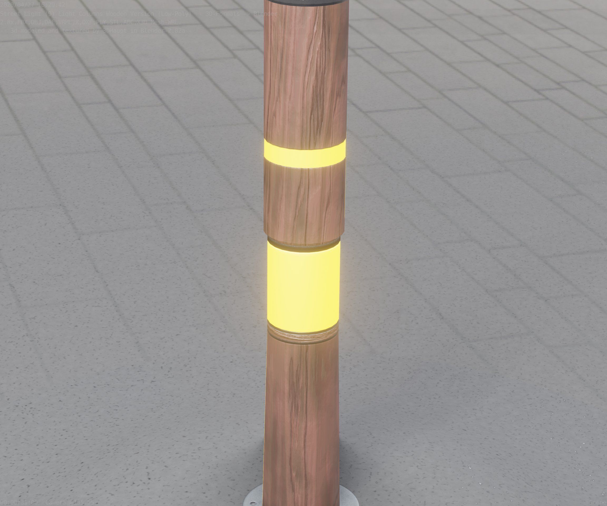 Wooden pillar of light 8 - Street-Light Set-9 Low-Poly Low-poly 3D model_60