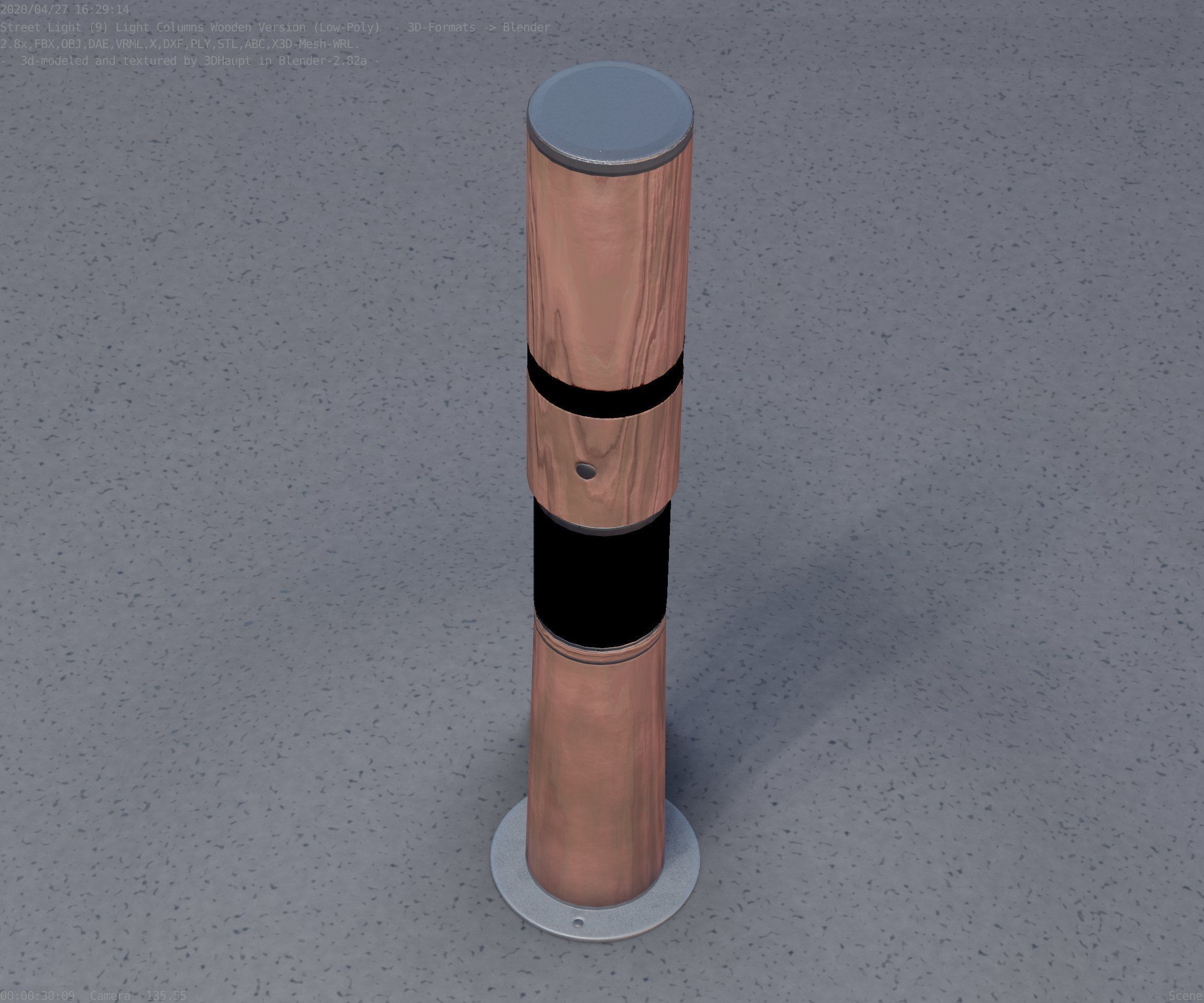 Wooden pillar of light 8 - Street-Light Set-9 Low-Poly Low-poly 3D model_45