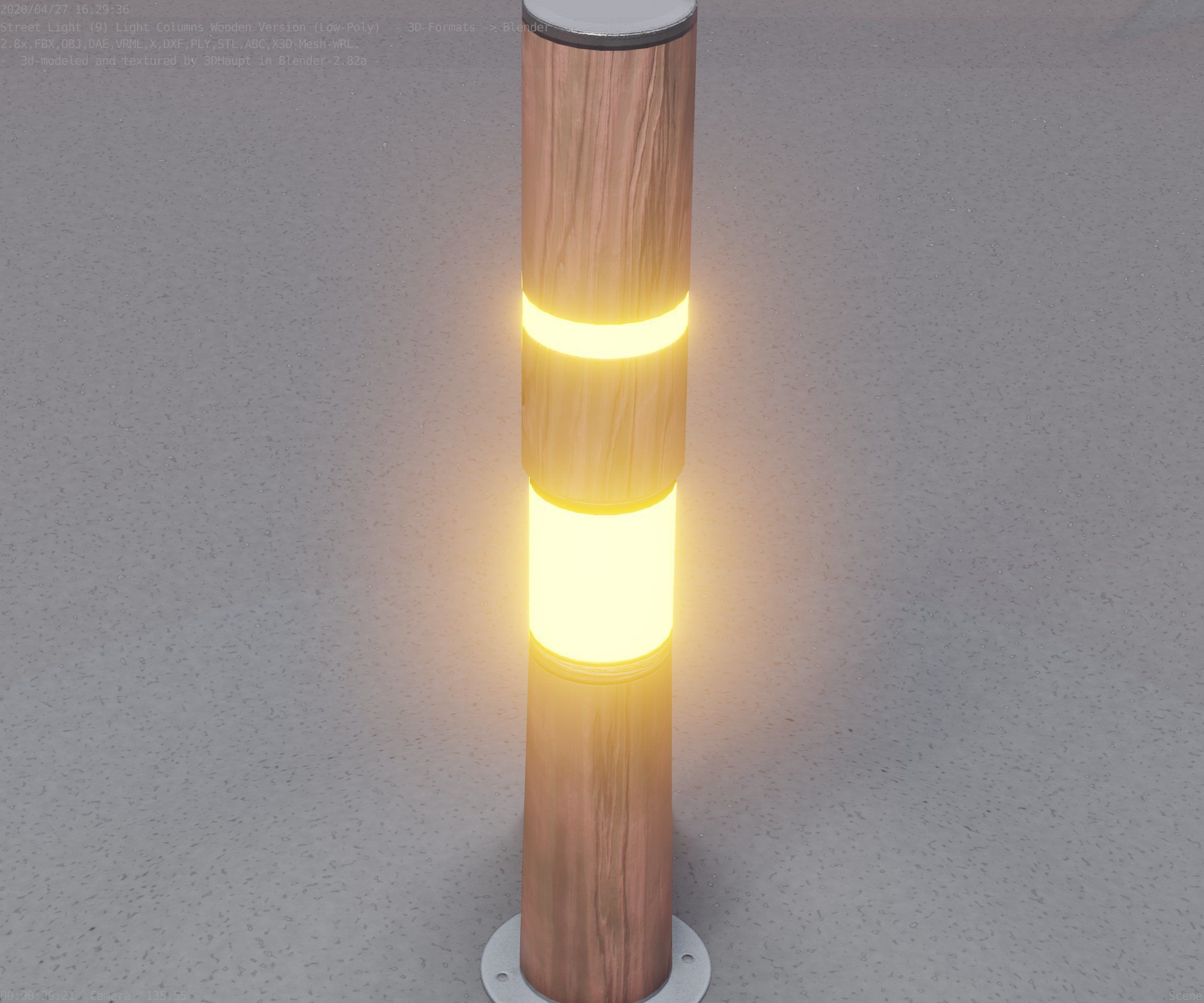 Wooden pillar of light 8 - Street-Light Set-9 Low-Poly Low-poly 3D model_57