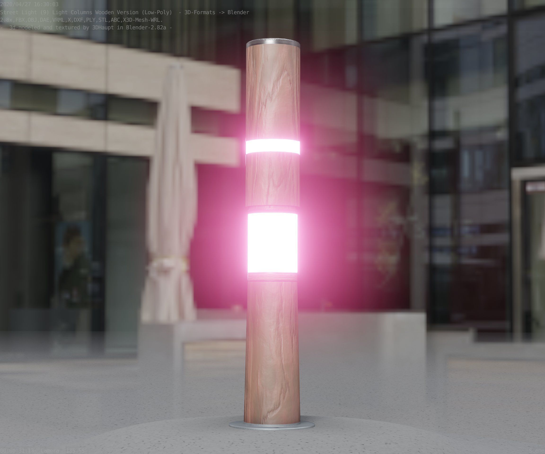 Wooden pillar of light 8 - Street-Light Set-9 Low-Poly Low-poly 3D model_73