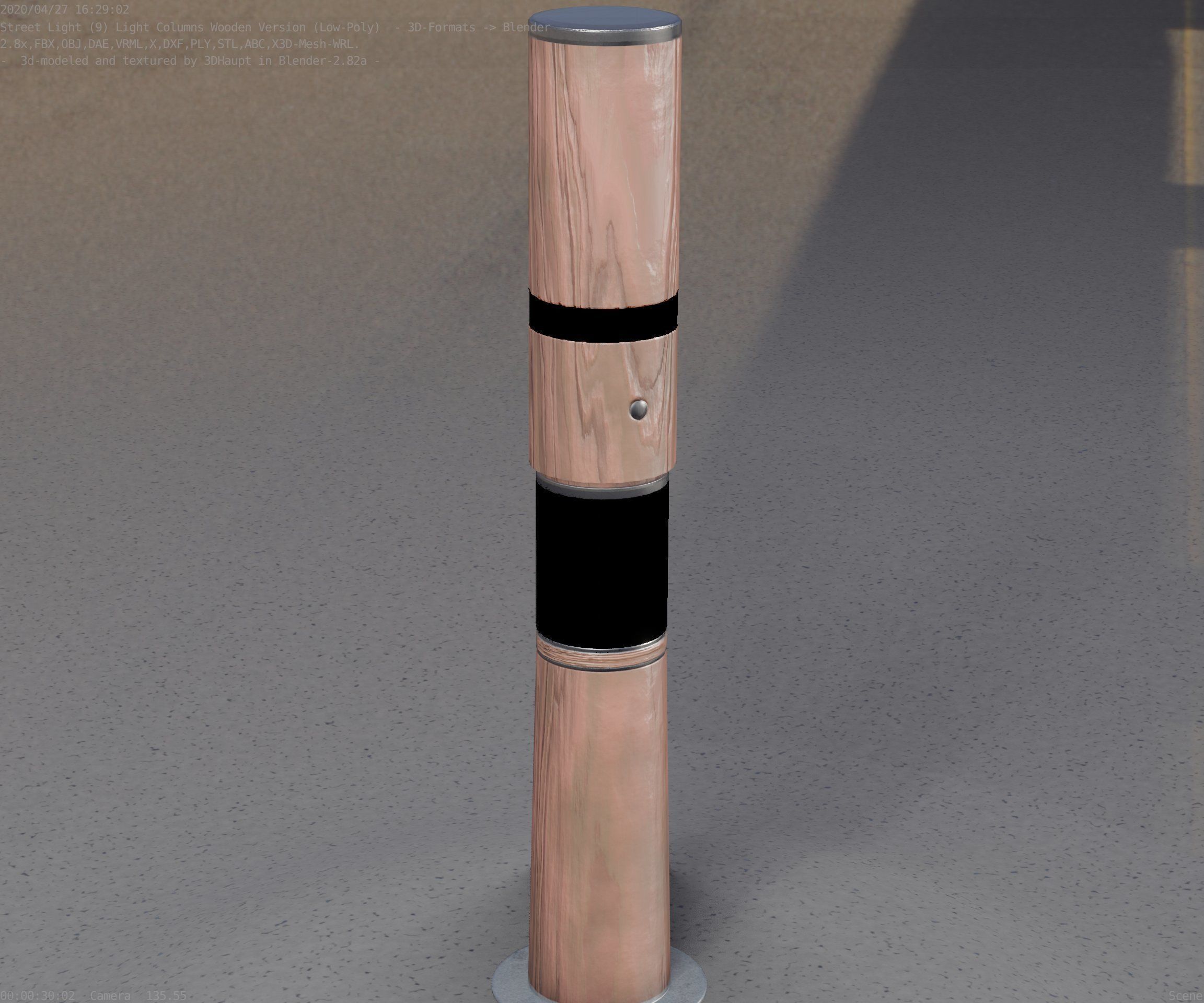Wooden pillar of light 8 - Street-Light Set-9 Low-Poly Low-poly 3D model_38