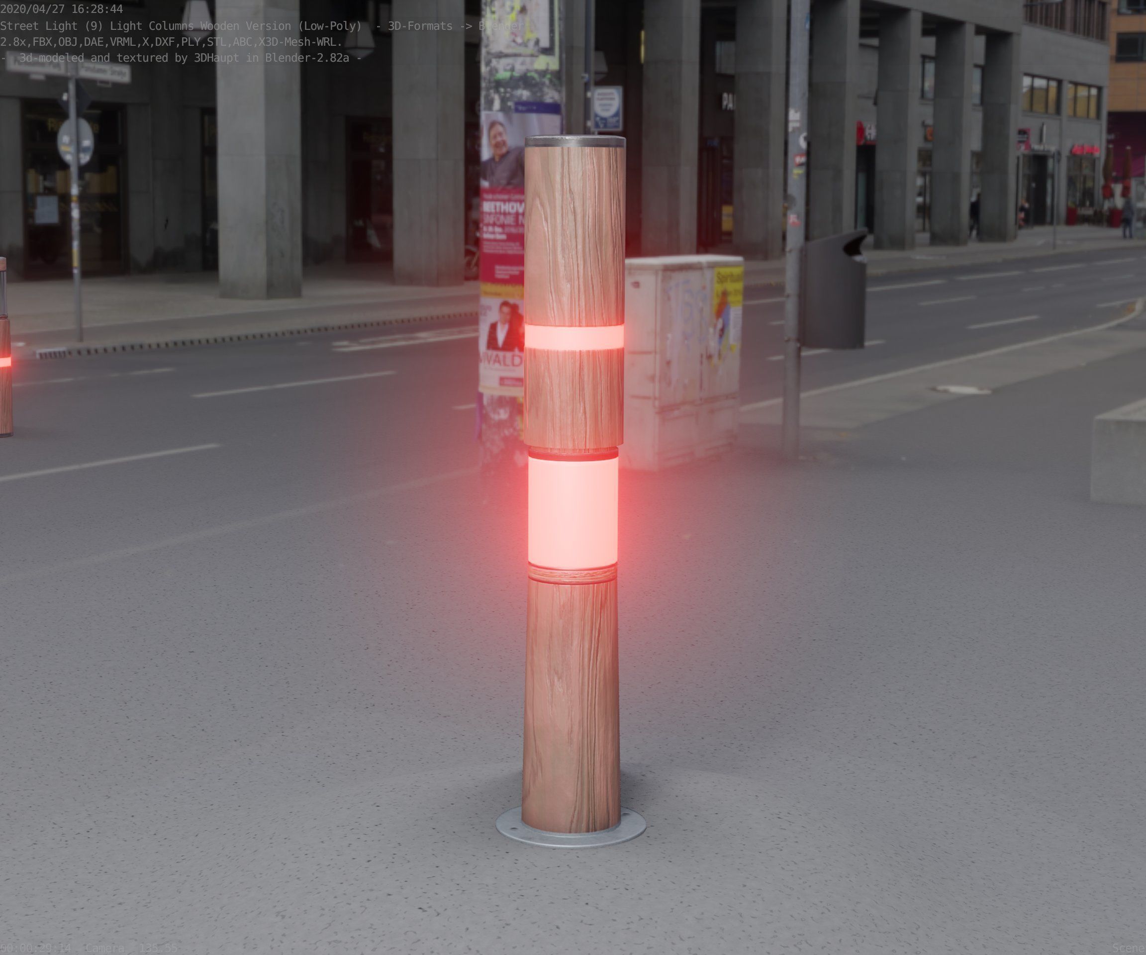 Wooden pillar of light 8 - Street-Light Set-9 Low-Poly Low-poly 3D model_26