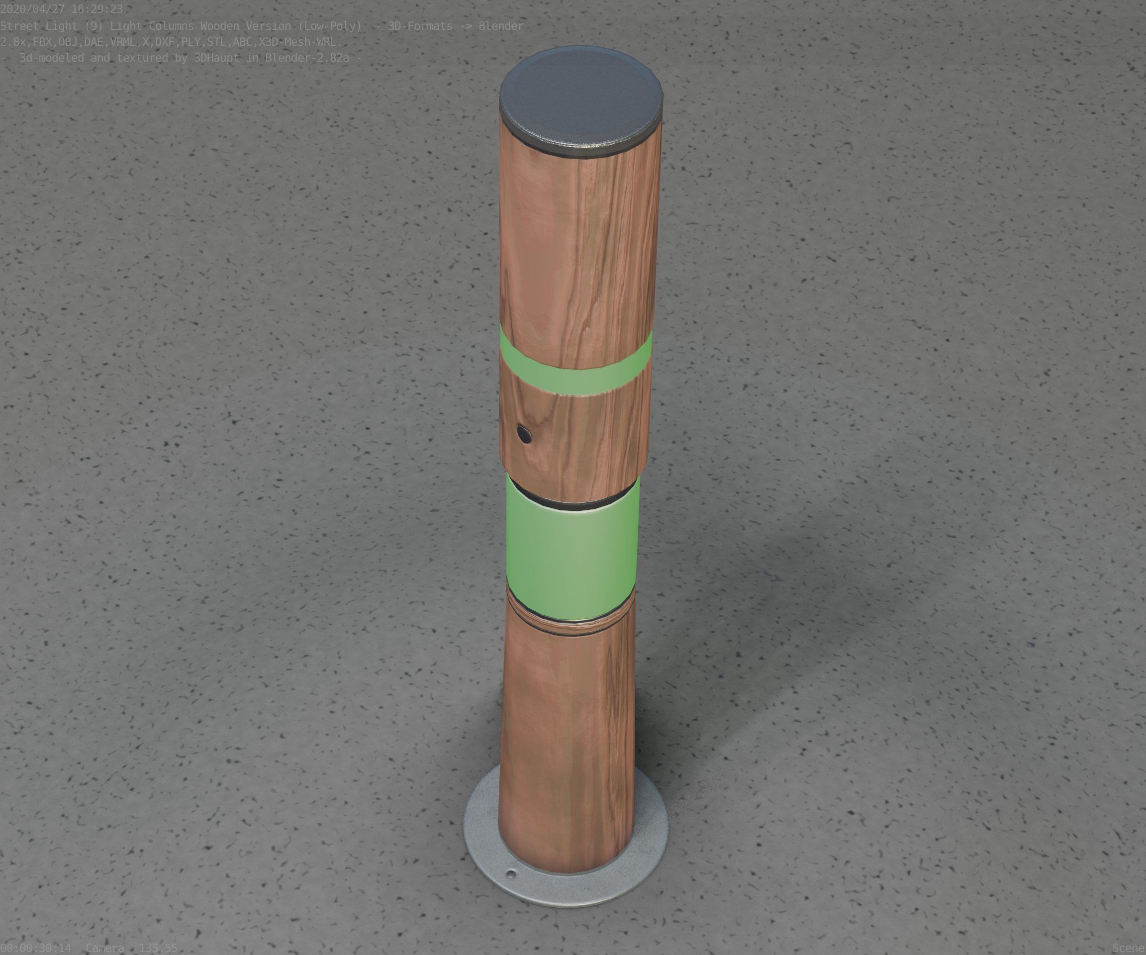 Wooden pillar of light 8 - Street-Light Set-9 Low-Poly Low-poly 3D model_50