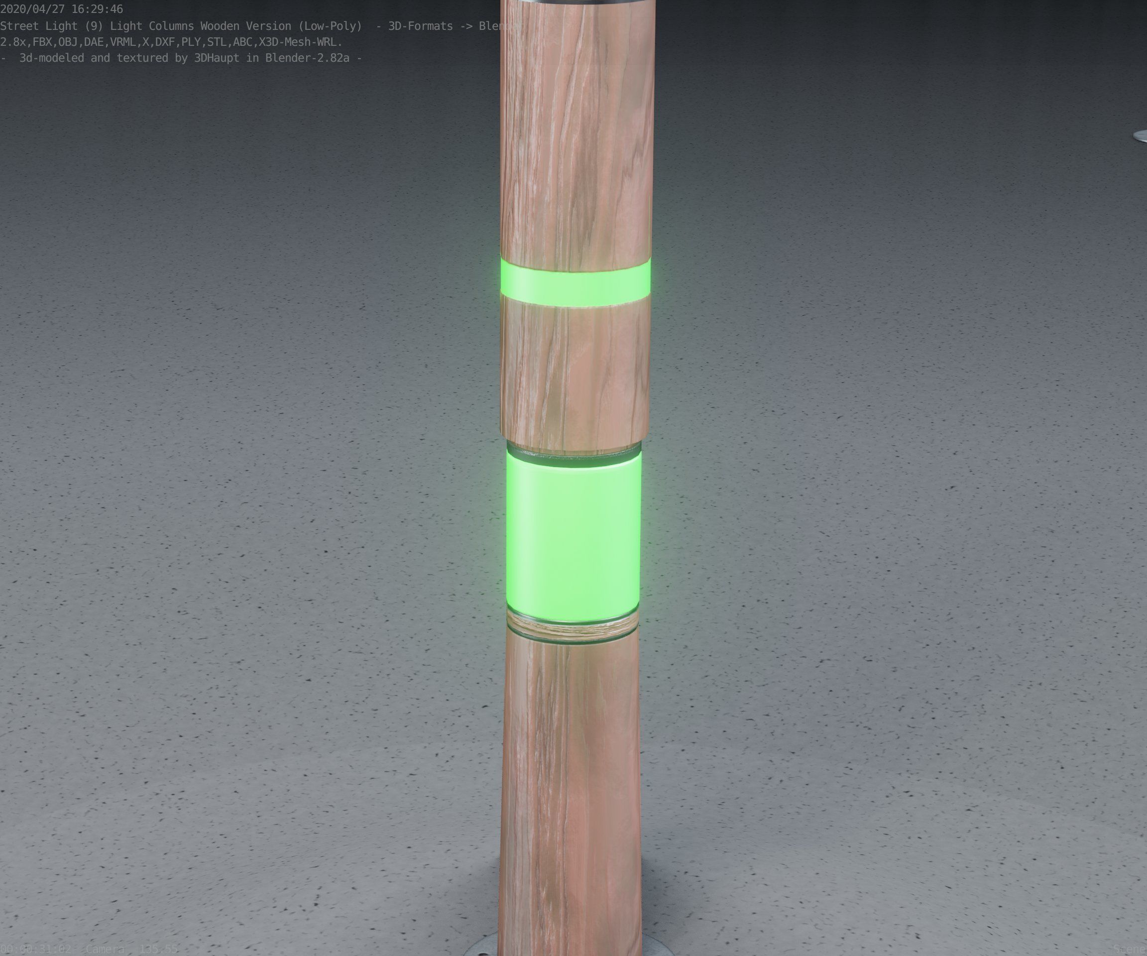 Wooden pillar of light 8 - Street-Light Set-9 Low-Poly Low-poly 3D model_62