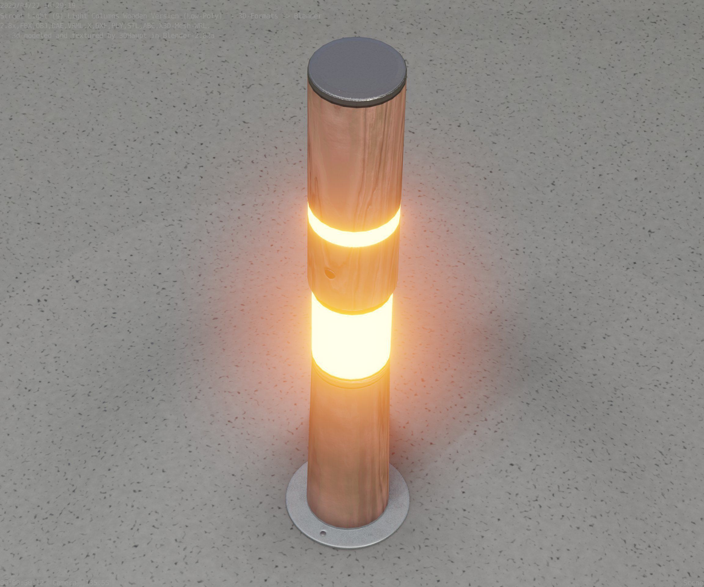 Wooden pillar of light 8 - Street-Light Set-9 Low-Poly Low-poly 3D model_48