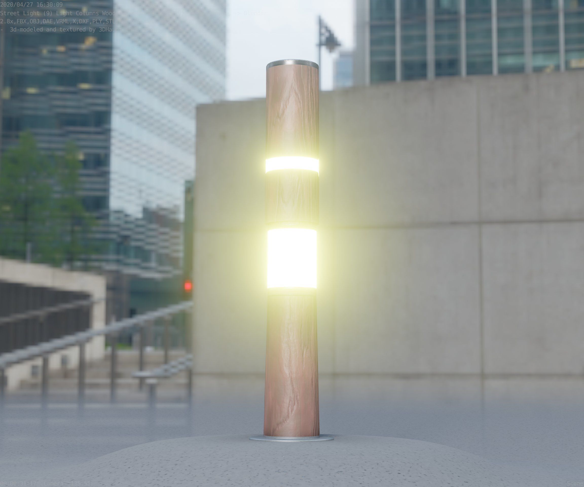 Wooden pillar of light 8 - Street-Light Set-9 Low-Poly Low-poly 3D model_77