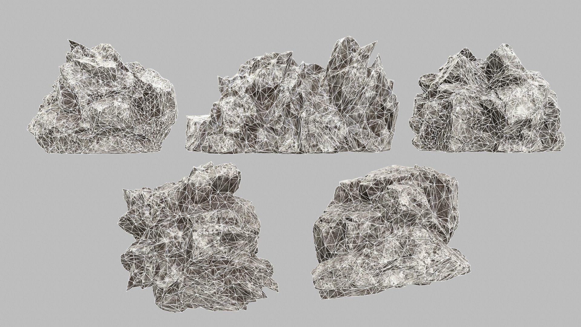 Rock Set Low-poly 3D model_1