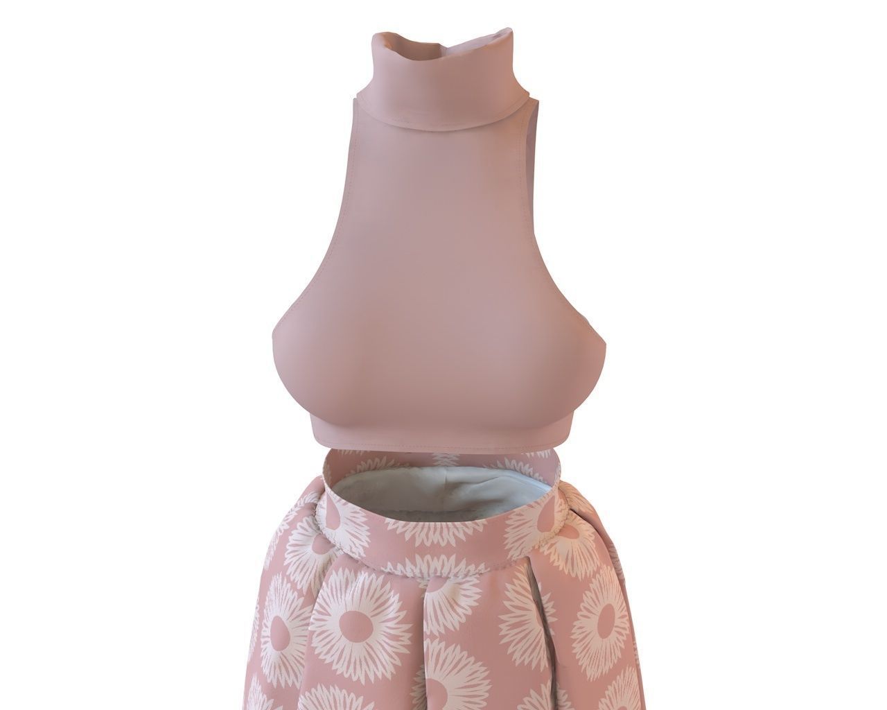 Stylish Designer Set of Crop Top and Balloon Skirt 3D model_7