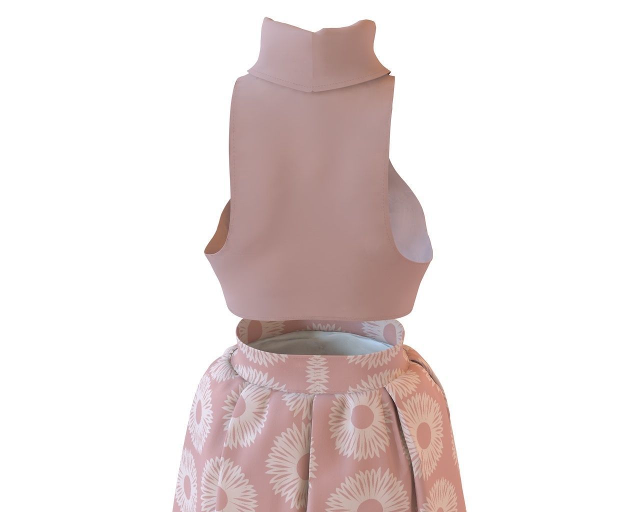 Stylish Designer Set of Crop Top and Balloon Skirt 3D model_8