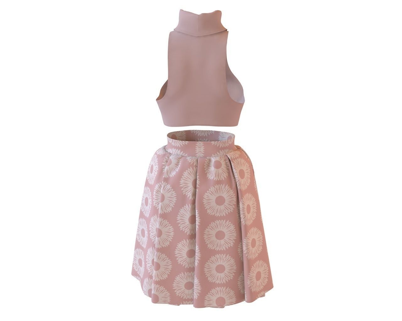 Stylish Designer Set of Crop Top and Balloon Skirt 3D model_6
