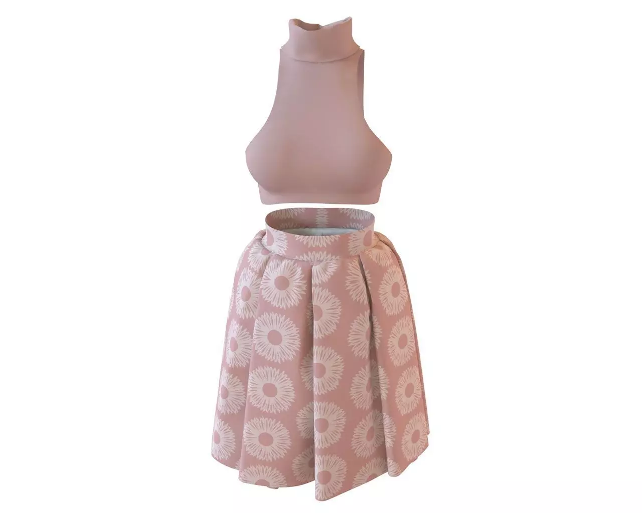 Stylish Designer Set of Crop Top and Balloon Skirt 3D model_0