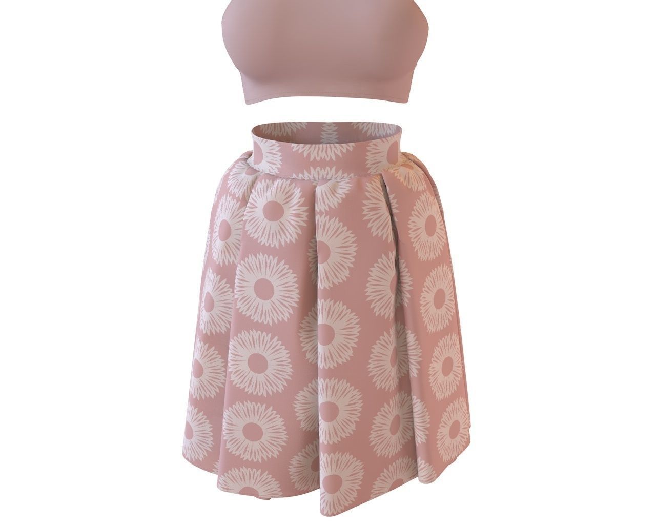 Stylish Designer Set of Crop Top and Balloon Skirt 3D model_9