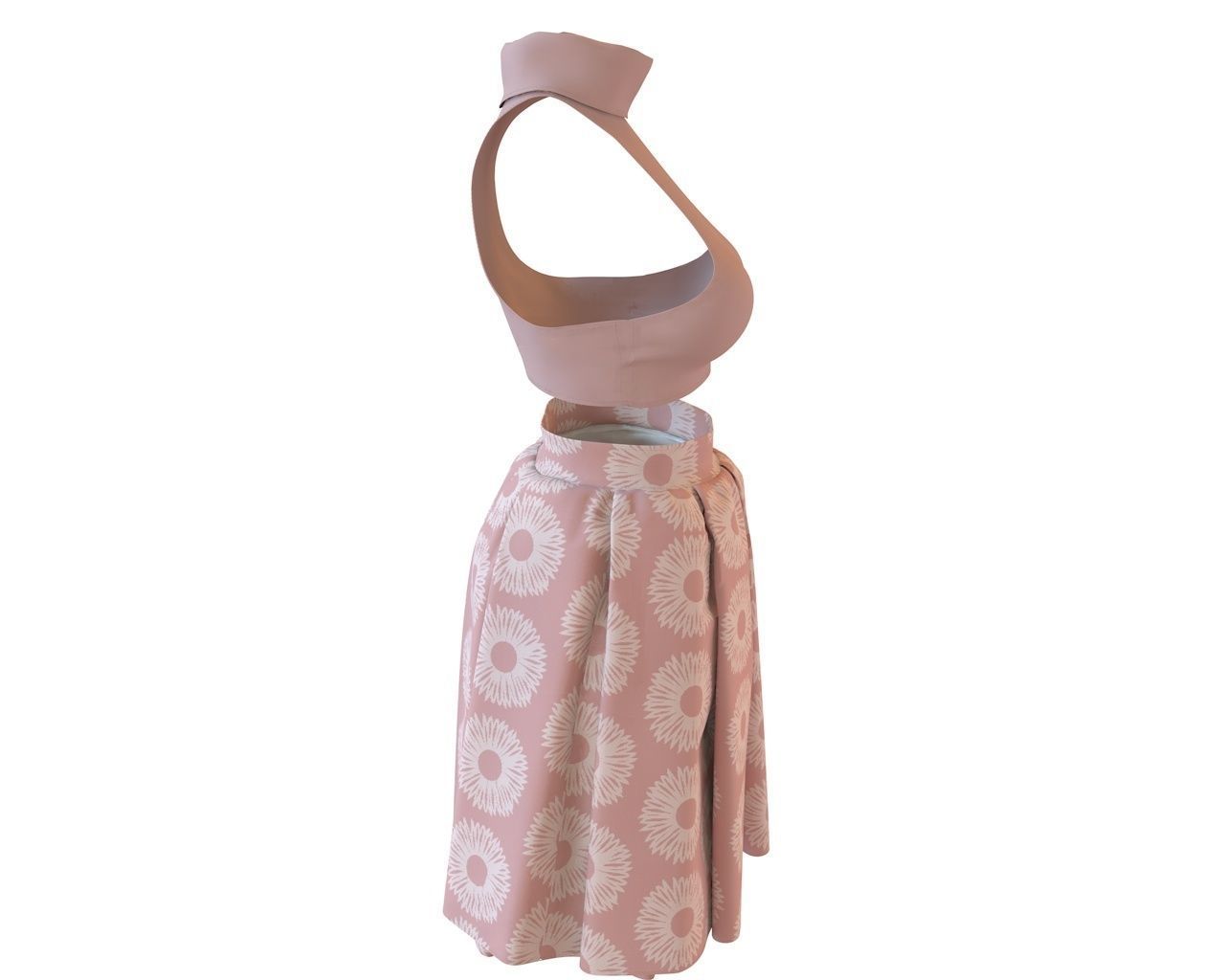 Stylish Designer Set of Crop Top and Balloon Skirt 3D model_3