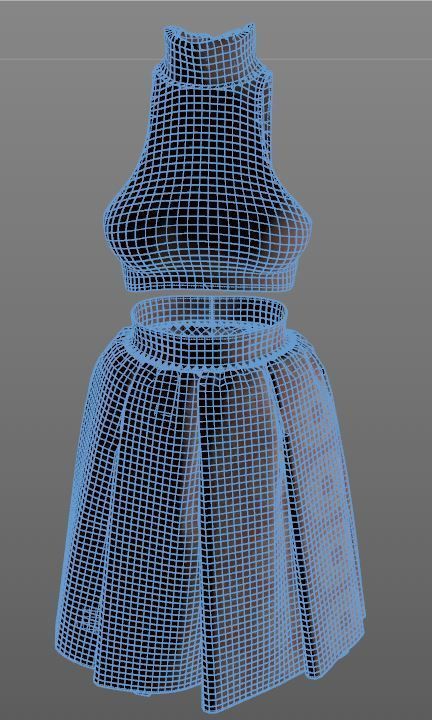 Stylish Designer Set of Crop Top and Balloon Skirt 3D model_10