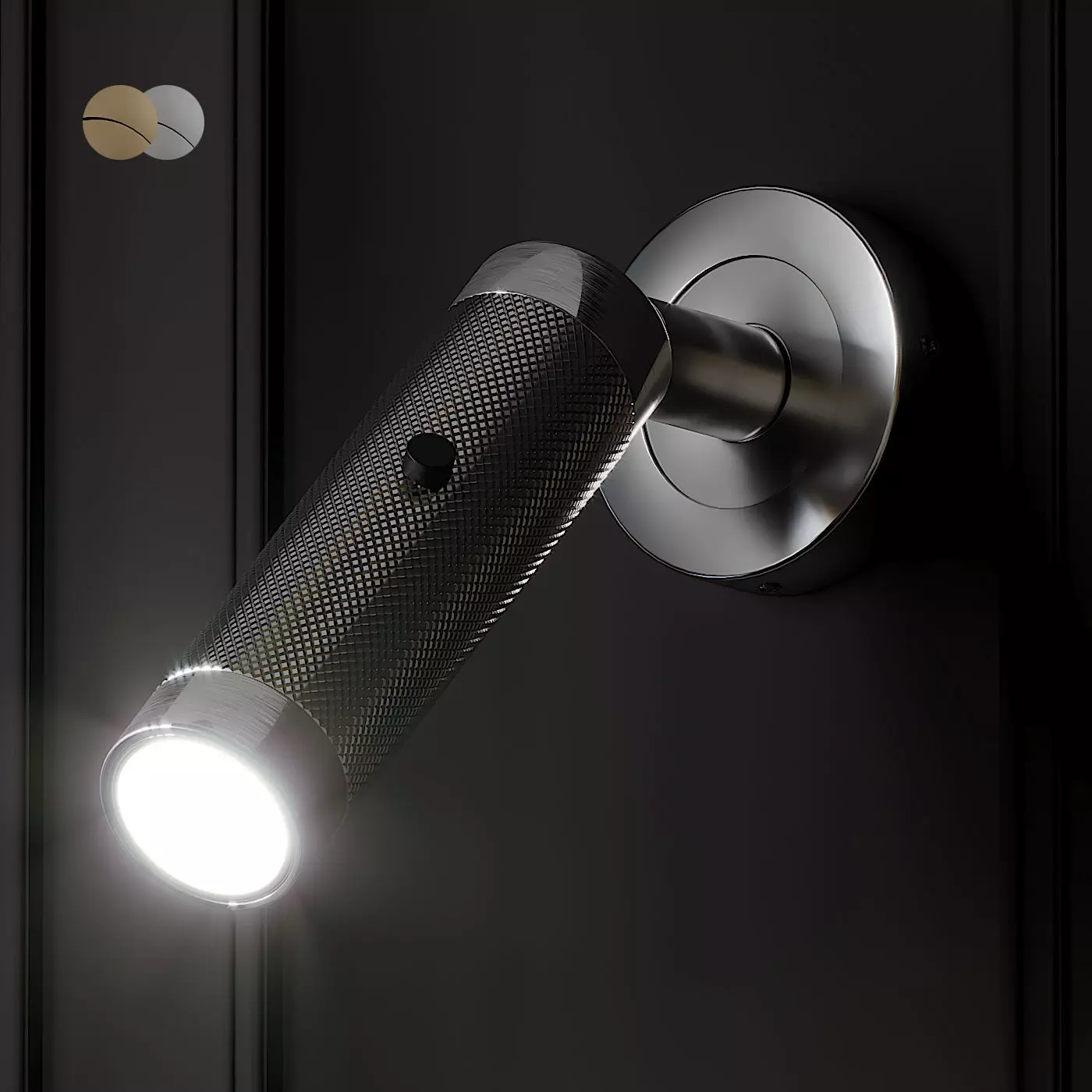 KNURLED BRUSHED BRASS WALL LIGHT by Gotham 3D model_0