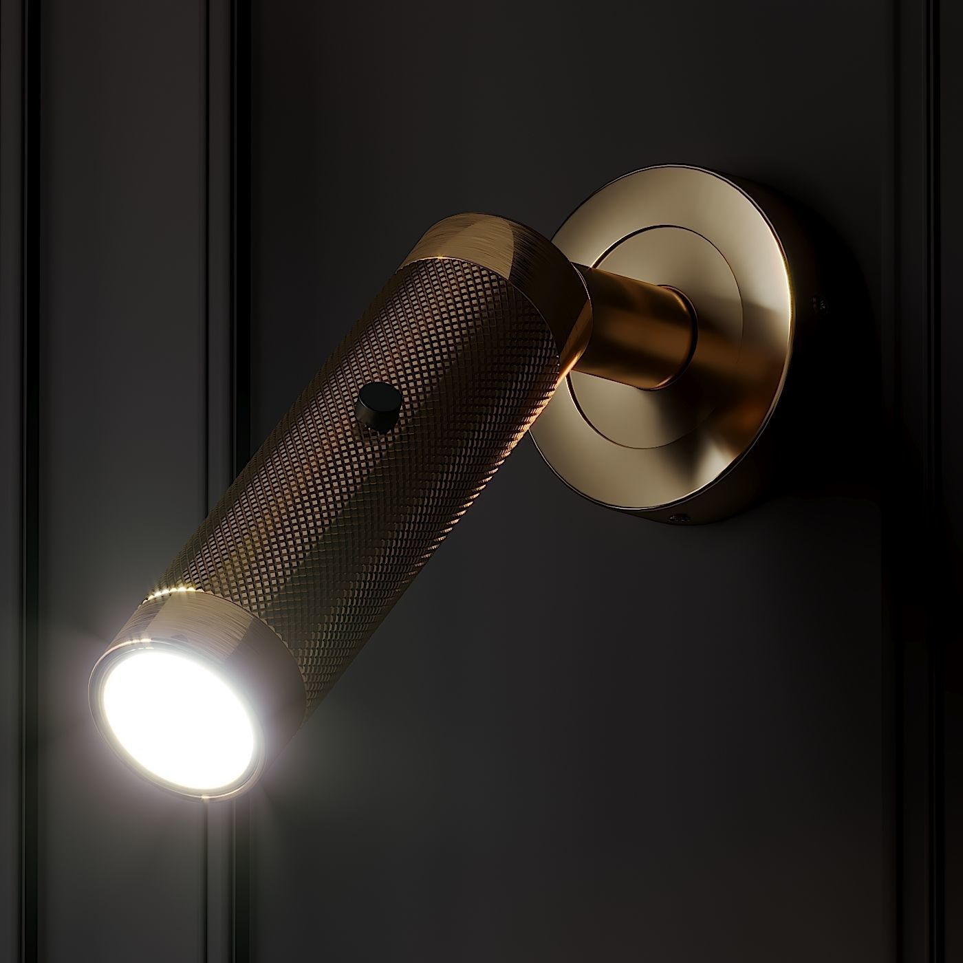 KNURLED BRUSHED BRASS WALL LIGHT by Gotham 3D model_1