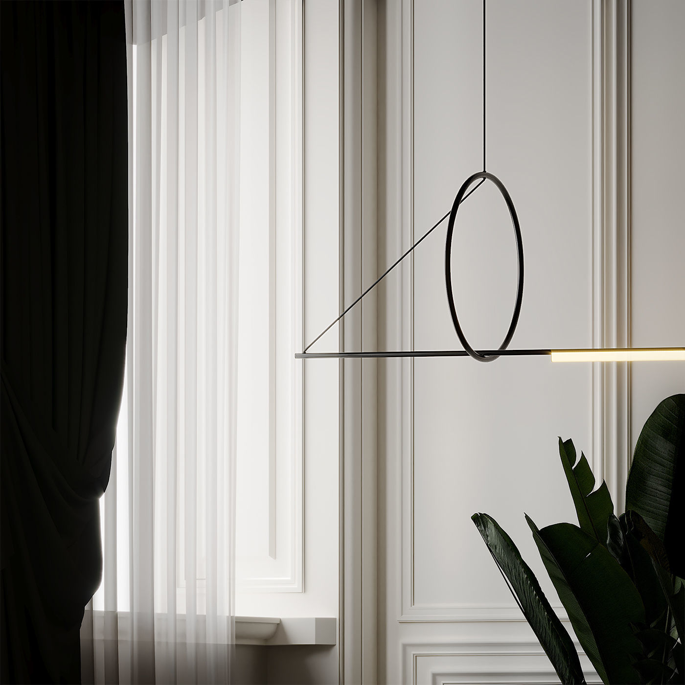 Cercle Et Trait Linear Suspension By CVL Luminaires 3D model_2