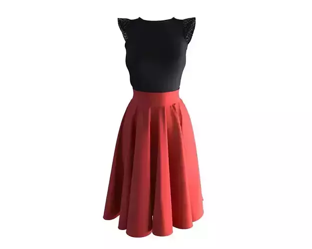Stylish Designer Set of Cap Sleeve Top and Circle Skirt 3D model