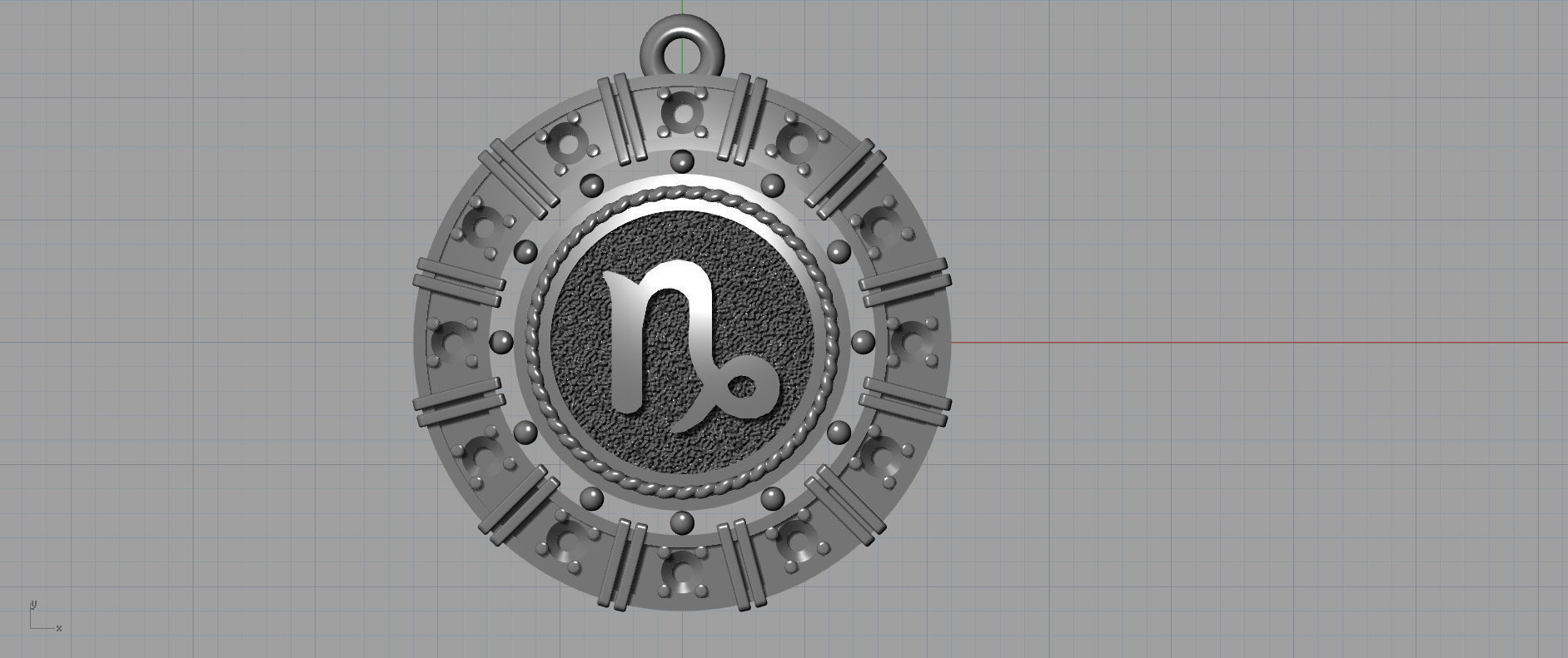 Capricorn zodiac pendant 3D print model_4
