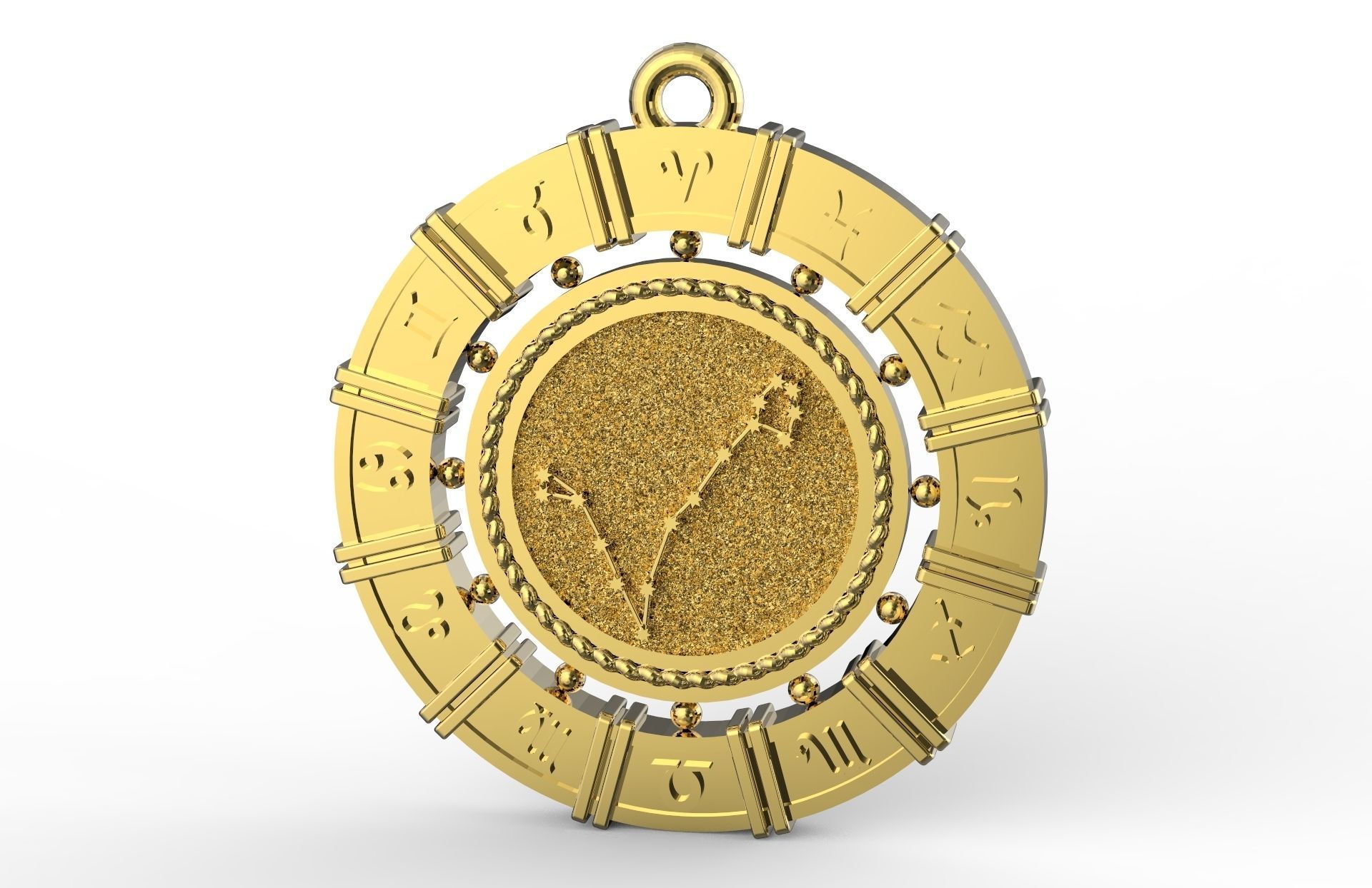 Pisces zodiac pendant 3D print model_1