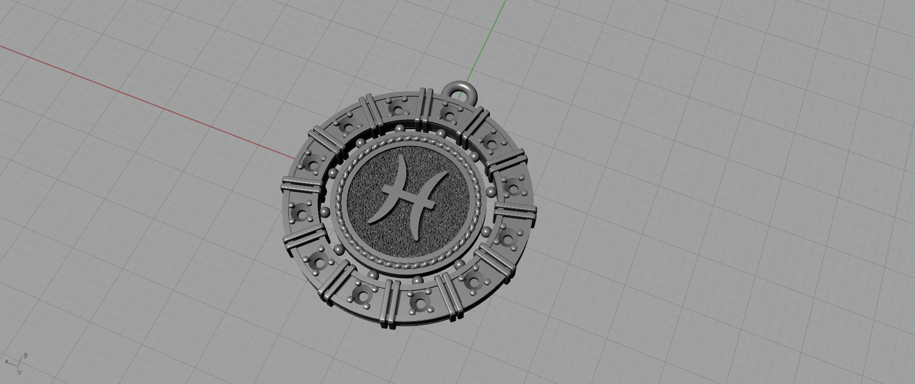 Pisces zodiac pendant 3D print model_7