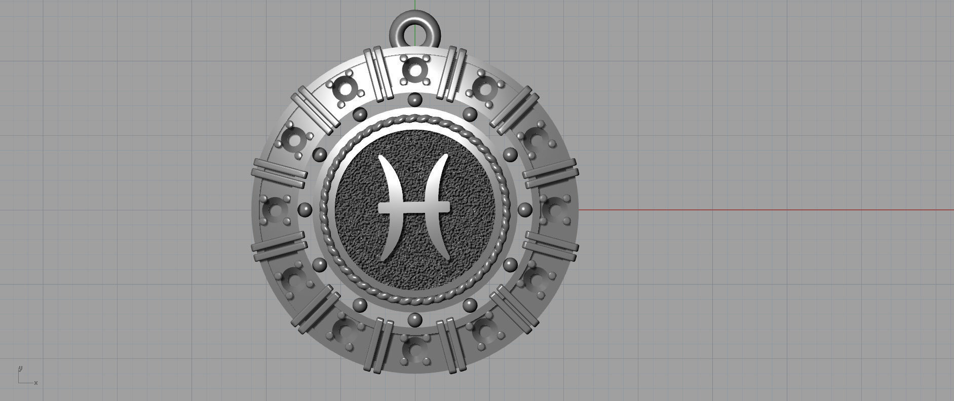 Pisces zodiac pendant 3D print model_8