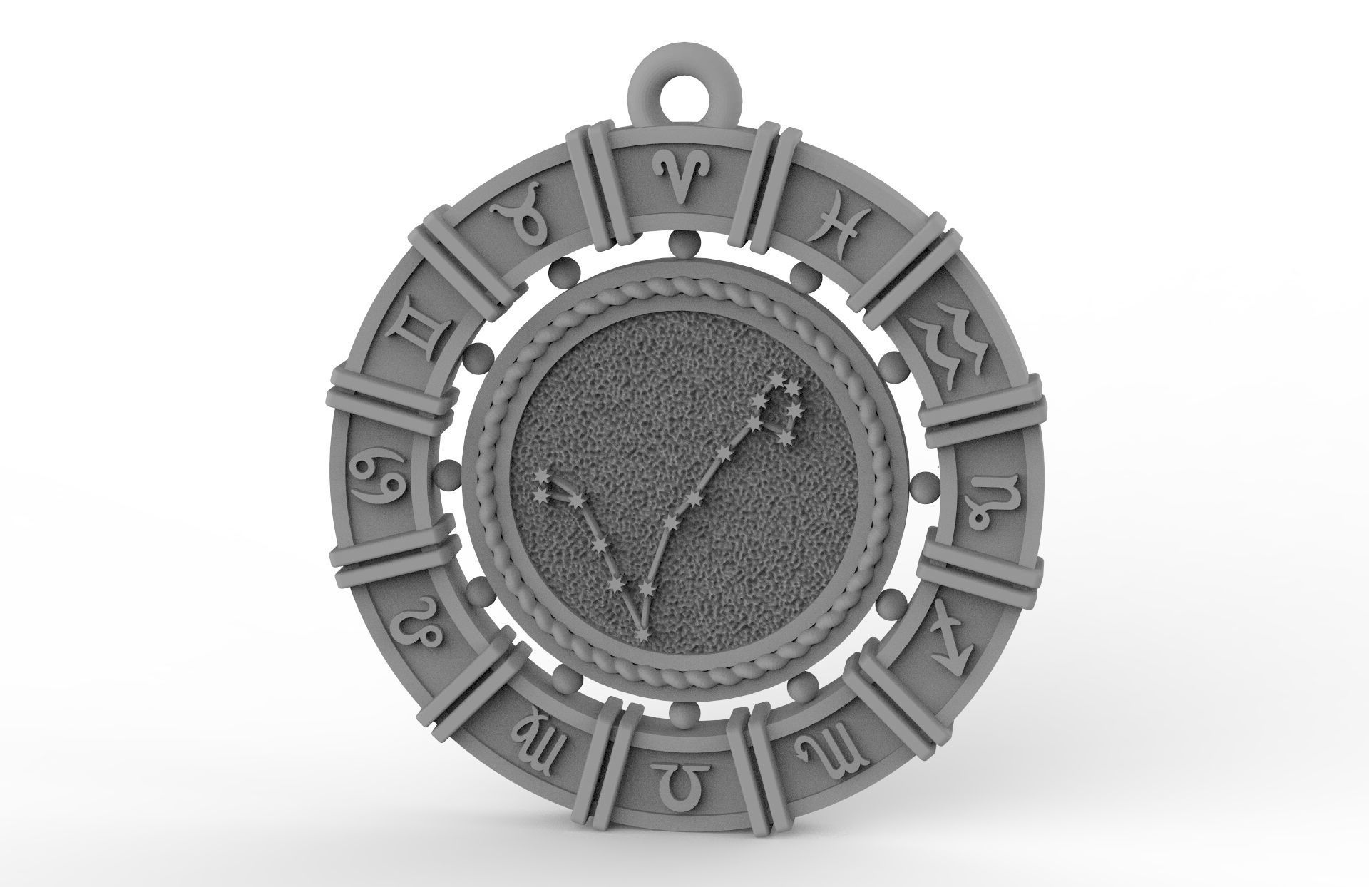 Pisces zodiac pendant 3D print model_2